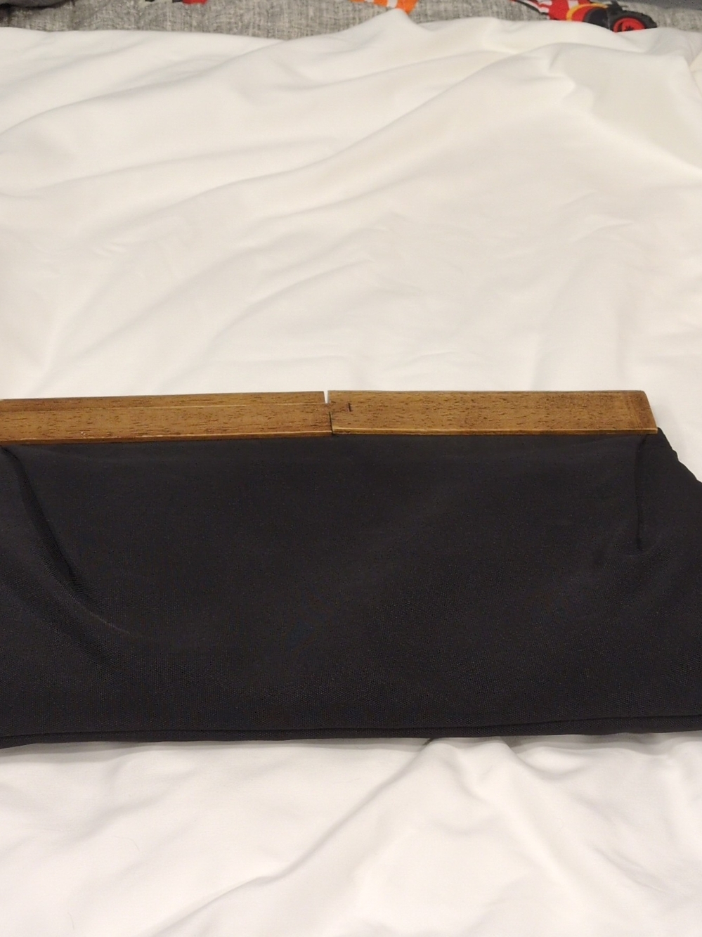 MAXAZRIA Black Oversized Wood Frame Clutch Bag Linen Lined